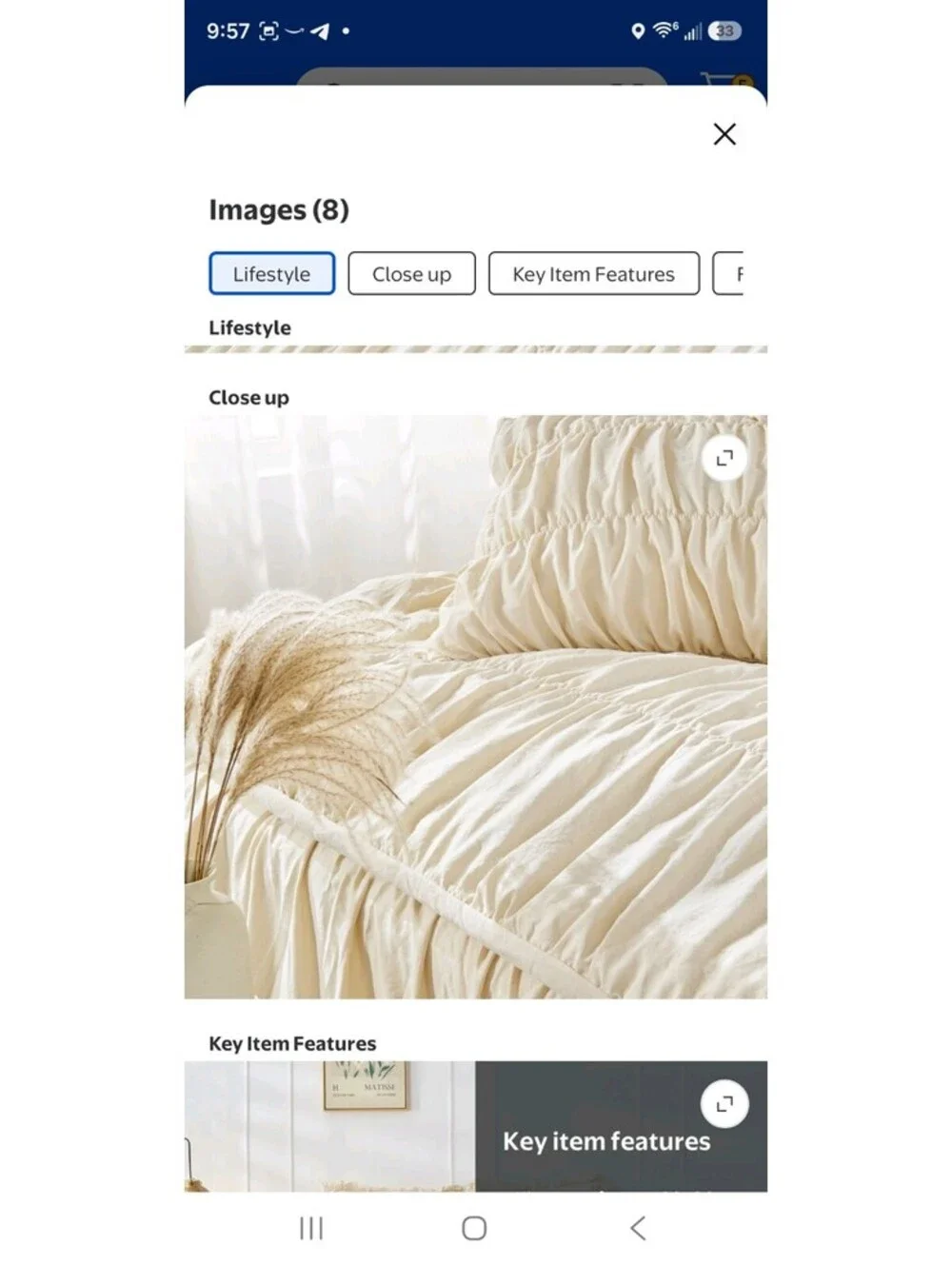 Bonlino Farmhouse Ruched Comforter King Size Bed Set 3 Pieces with Pillow Shams